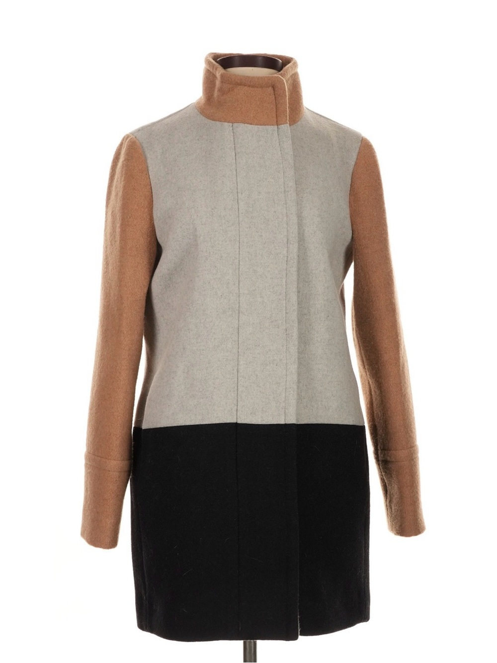 J. Crew Tan Black and Grey Colorblock Wool City Coat 4